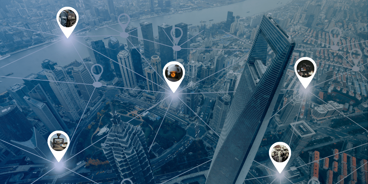 Map with different places being highlighted with photos of incidents