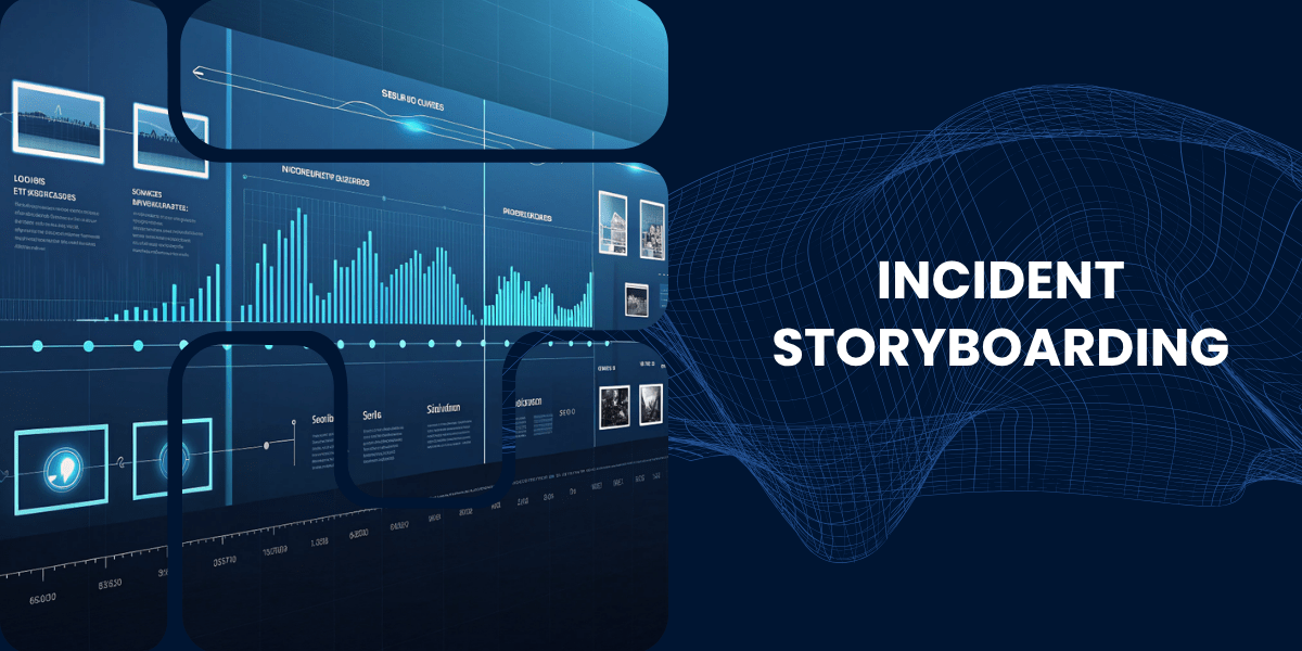 Banner with the text for Incident Storyboarding with a graph of a video screen with details of time and files