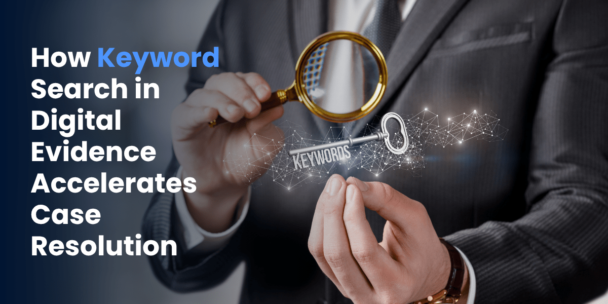 Banner with the text for How Keyword Research Accelerates Case Resolution with a hand looking at a key